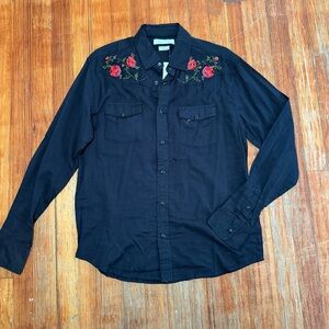 Urban outfitters Black Embroidered Shirt